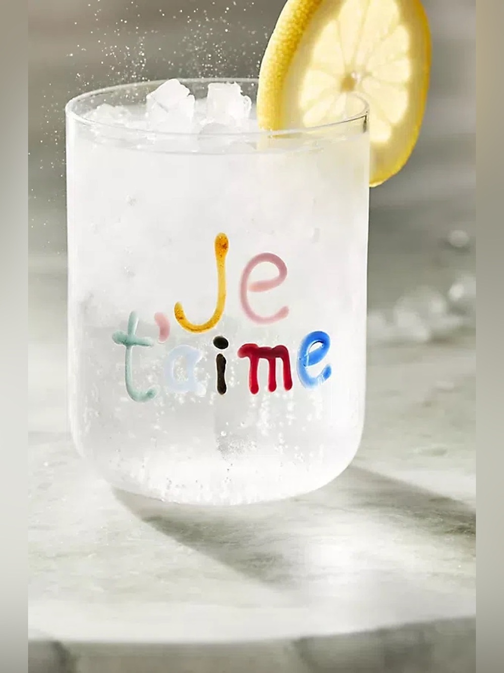 Anthropologie Love Notes Juice Glass Je t’aime I love you